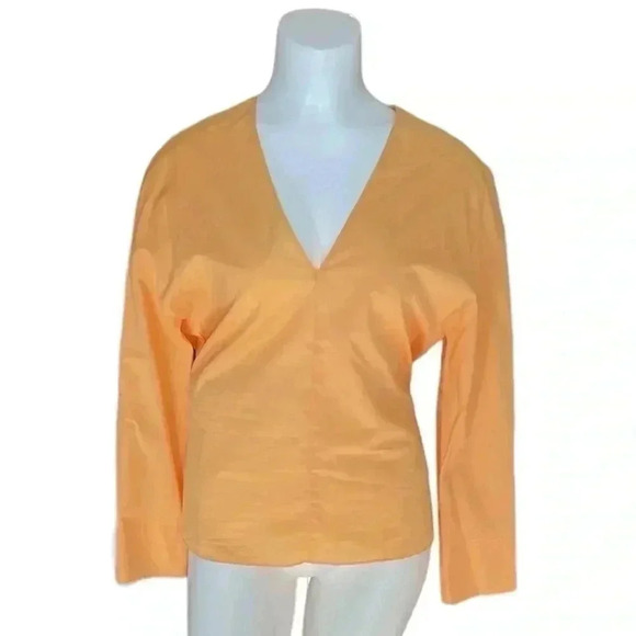 Vince cutout shirred blouse in tangelo sz XS - Picture 1 of 10